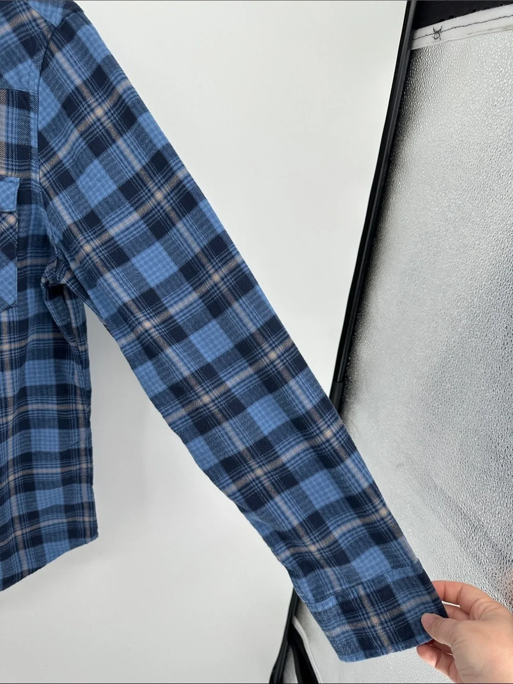 Levi's Heritage Outdoor Grunge Blue/Black Plaid Button Down Western Shirt SzM